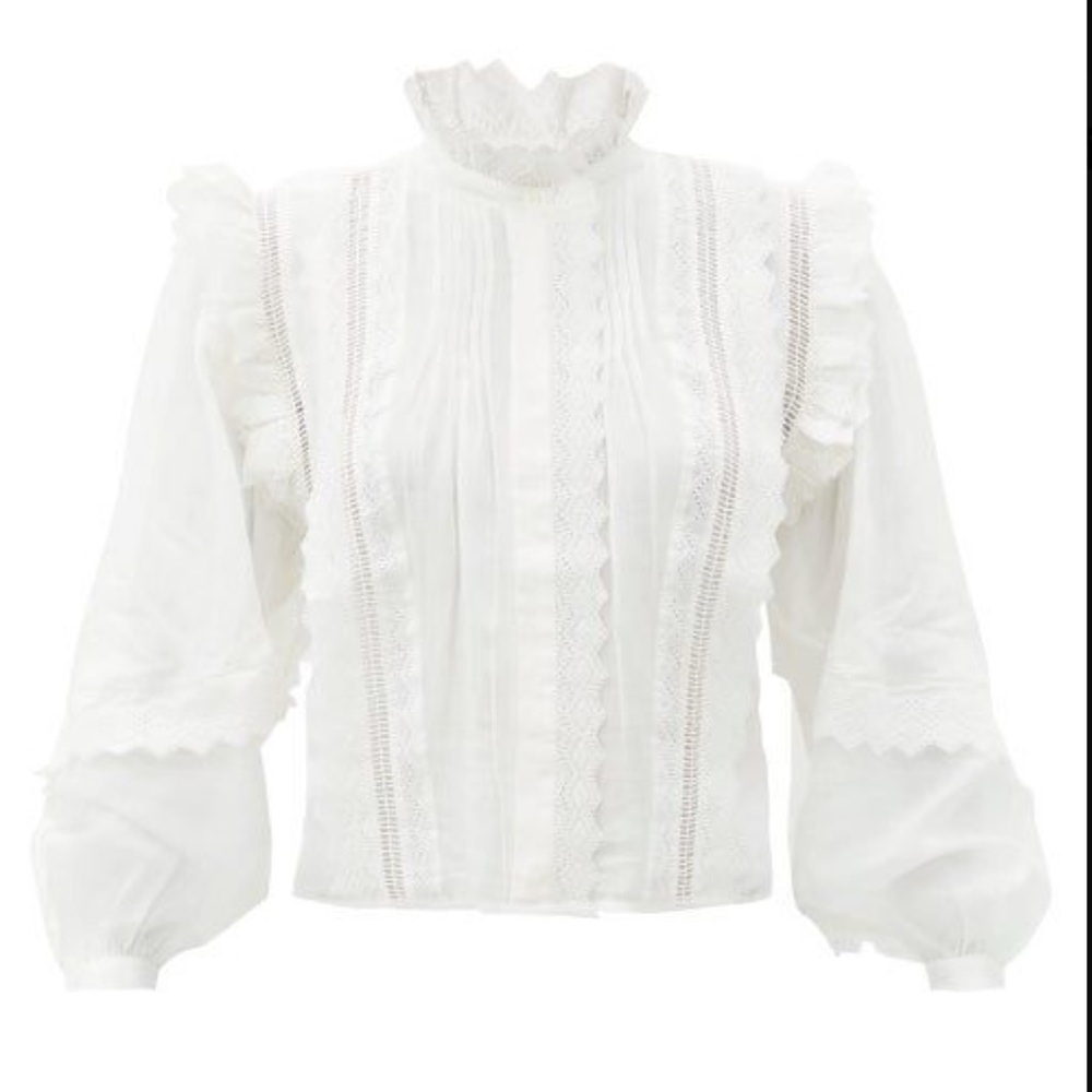 FRAME Ramie Eyelet Blouse size S